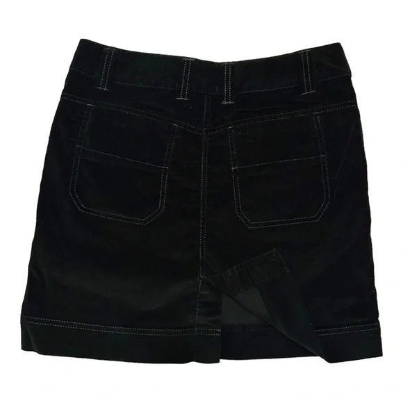 NEW Athleta Cotton Black Mini Skirt Velour Velvet Short Pockets Womens M - Picture 2 of 6